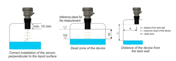 Top 1 cảm biến siêu âm đo mức chất lỏng gía rẻ-lắp đặt vuông góc với mặt chất lỏng