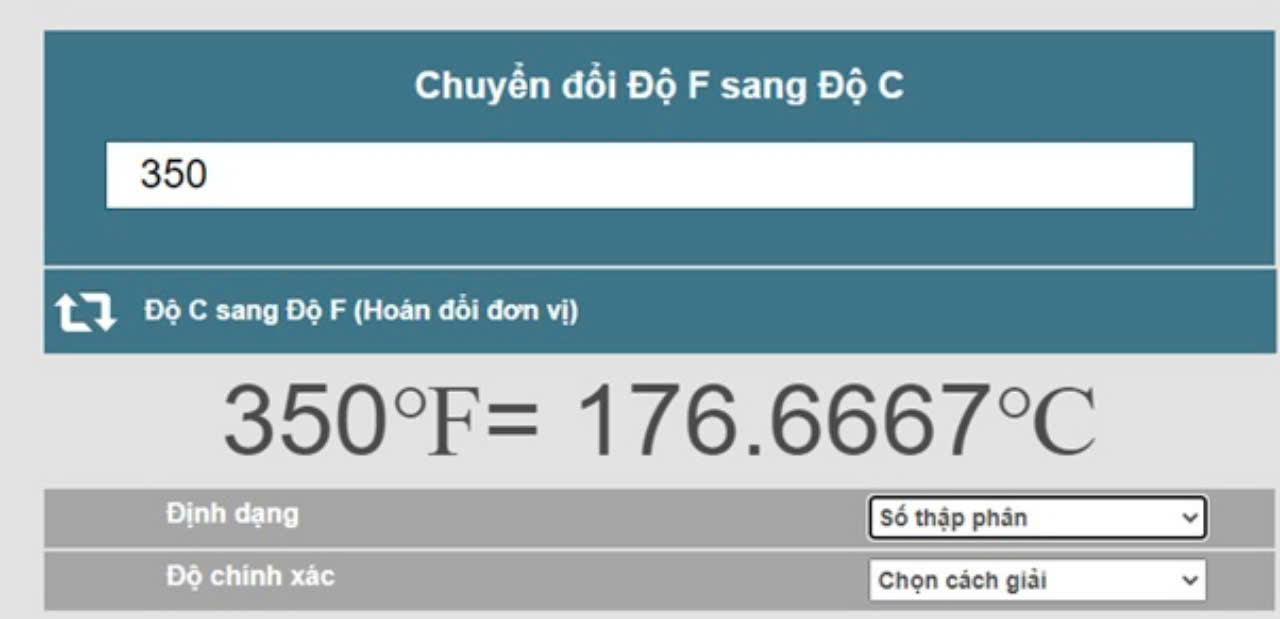 Chuyển độ F sang độ C bằng trang web trực tuyến nhanh chóng và chính xác.