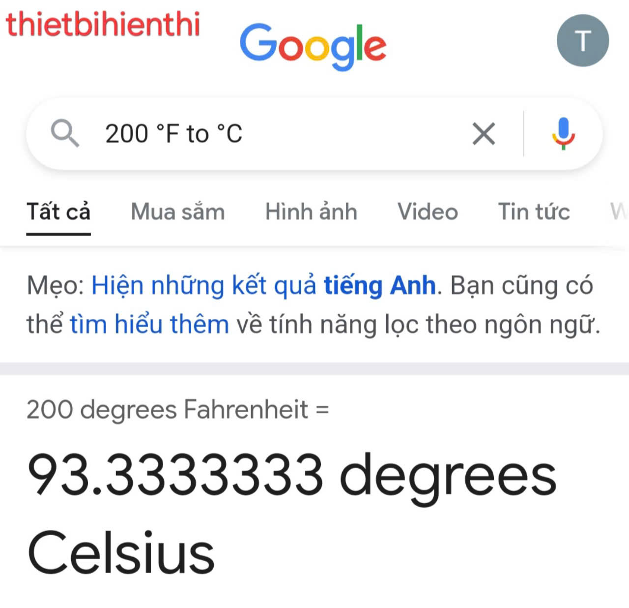 Google trả kết quả đổi độ F ra độ C chính xác và nhanh nhất.