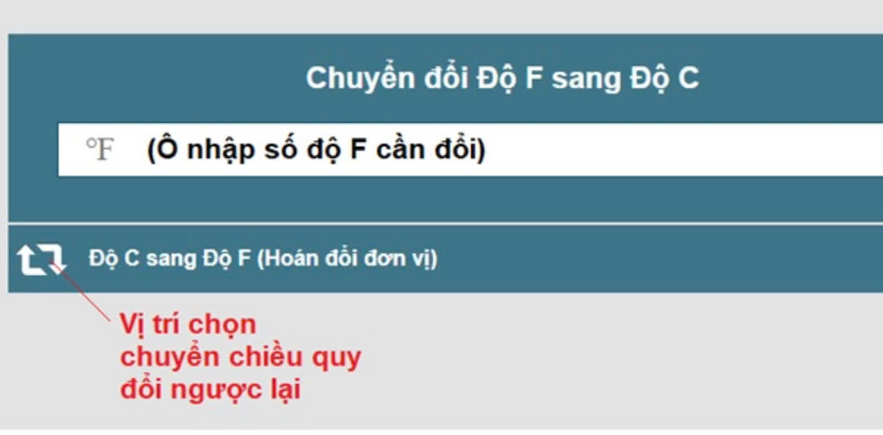 Nhập số đơn vị độ F cần được chuyển đổi ra độ C vào đây.