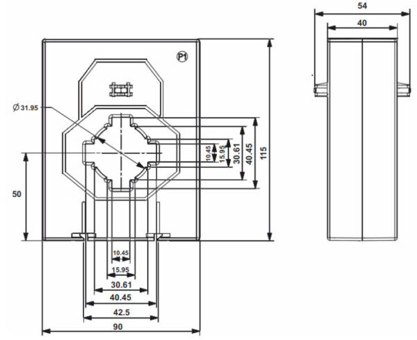 Bản vẽ kích thước của máy CT dòng T22CT Lumel