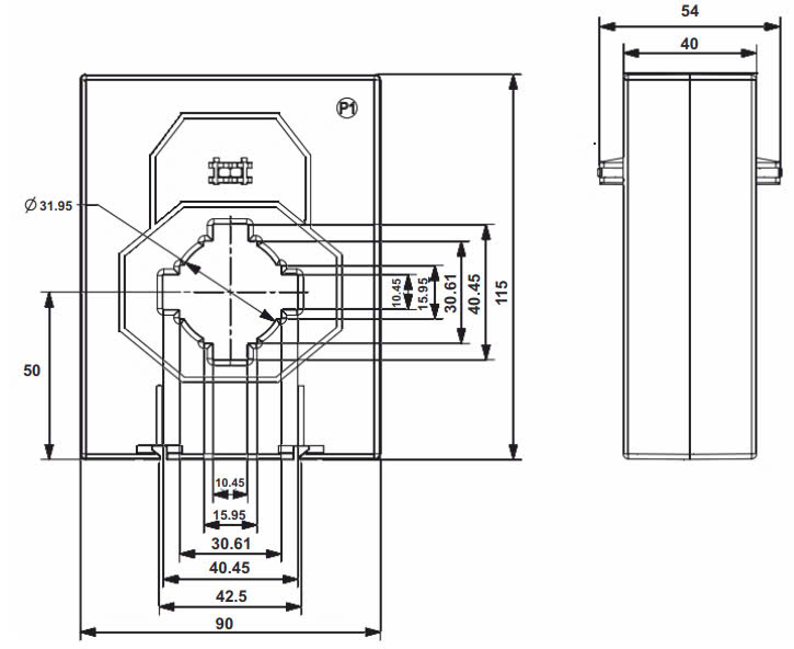 Bản vẽ kích thước của máy CT dòng T22CT Lumel