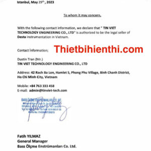 Thư xác nhận đại diện phân phối cảm biến xoay Desta.